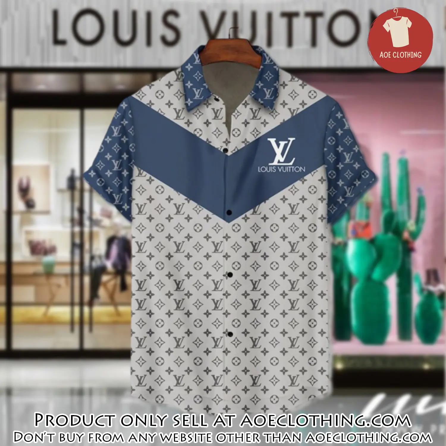 Lv louis vuitton luxury hawaiian shirt & short set lhs1190 aoe1111501